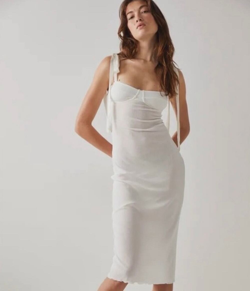 NWT Free People Got Glam Mesh Slip White Size Small